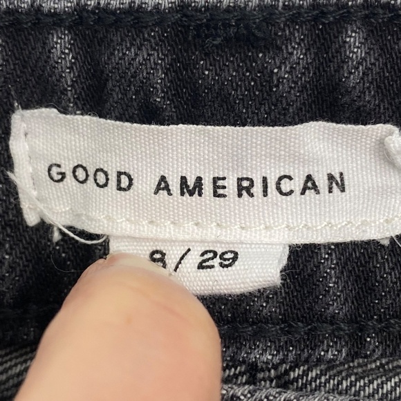 GOOD AMERICAN Good '90s Jean Shorts High Waist Criss-Cross in Faded Black 8/29 - Picture 5 of 7